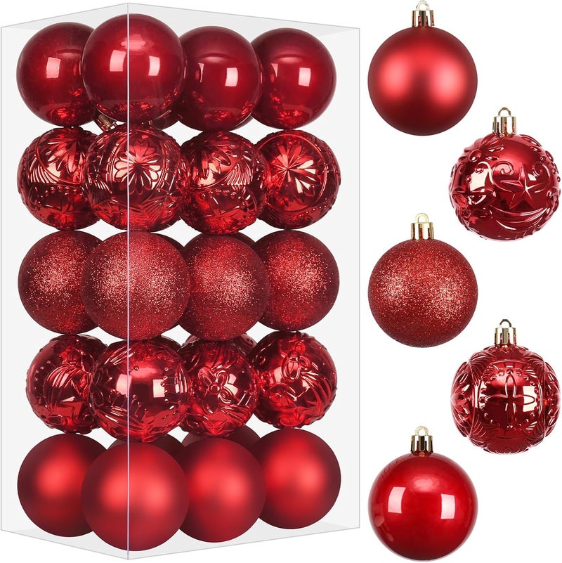 RoseCraft 30PCS Christmas Ball Ornaments, 2.36" Red Shatterproof Ornament Set for Christmas Tree Hanging Decorations, for Home Holiday Xmas Party Decor. - Image 1